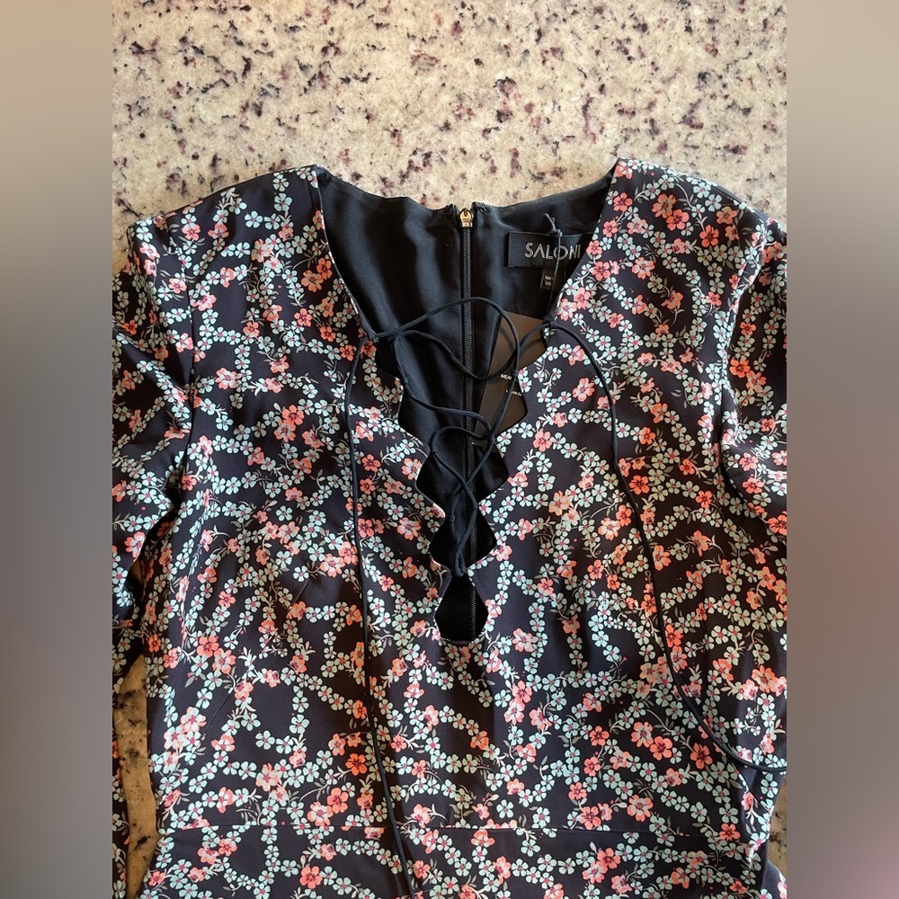 NWT women’s Saloni nural floral print mini dress retail $428 size M - Picture 5 of 10